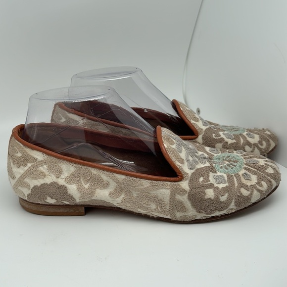 Ramon Tenza Ukraine Embroidered Floral & Leather Loafers Slip on Flats Size 7.5 - Picture 3 of 12